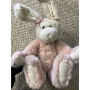Boyds Bear Lady Payton Plush Bunny Rabbit Jointed 12” Pink White Rose Heart